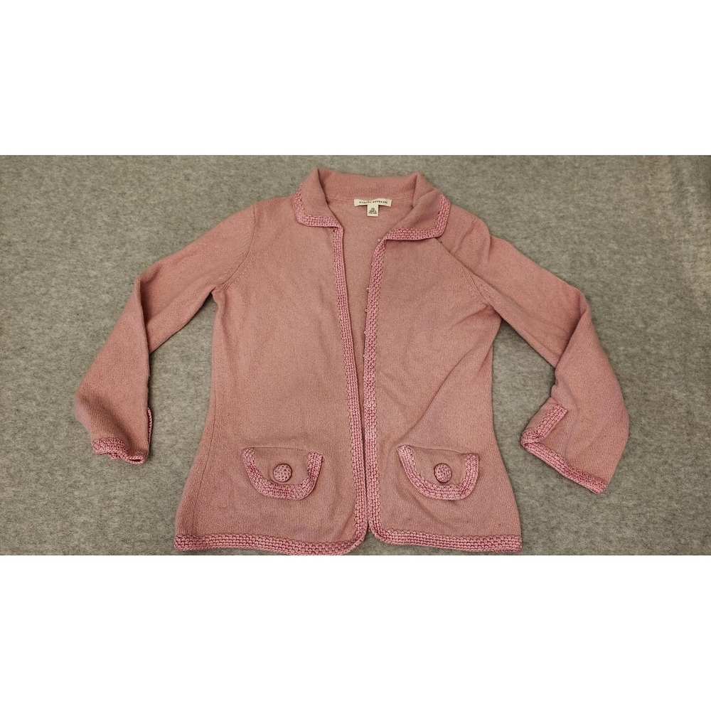 Vintage Banana Republic Sweater Womens XS Pink Knit Cardigan Open Front Trim 00s